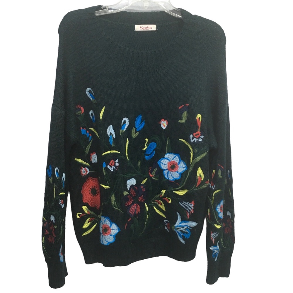 Vintage Sweeties Apparel Embroidered Appliqued Sweater Misses size S